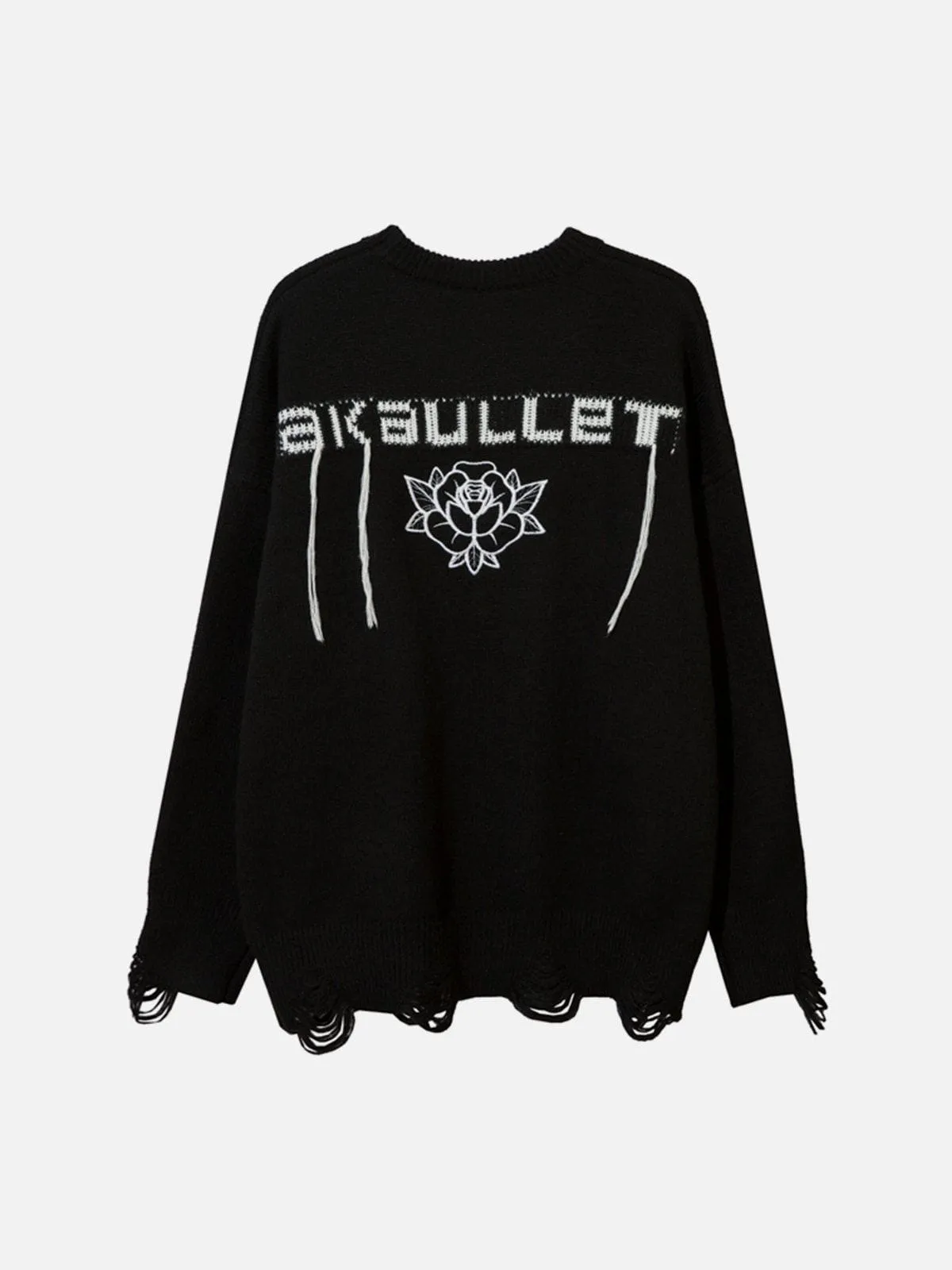 AlanBalen® - Embroidered Letter Fringe Sweater