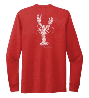 Alexandra Catherine, Fleur White Lobster, Unisex Crew Neck Long Sleeve T-shirt in Bravo Red