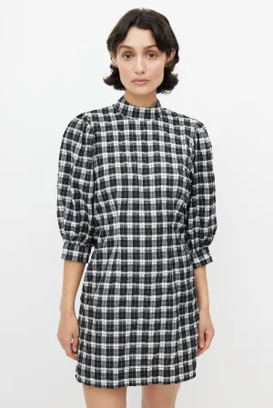 Black & White Metallic Plaid Dress