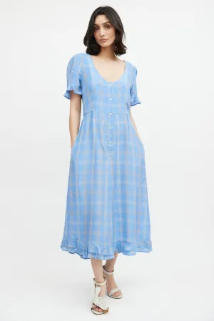 Blue & Beige Plaid Dress