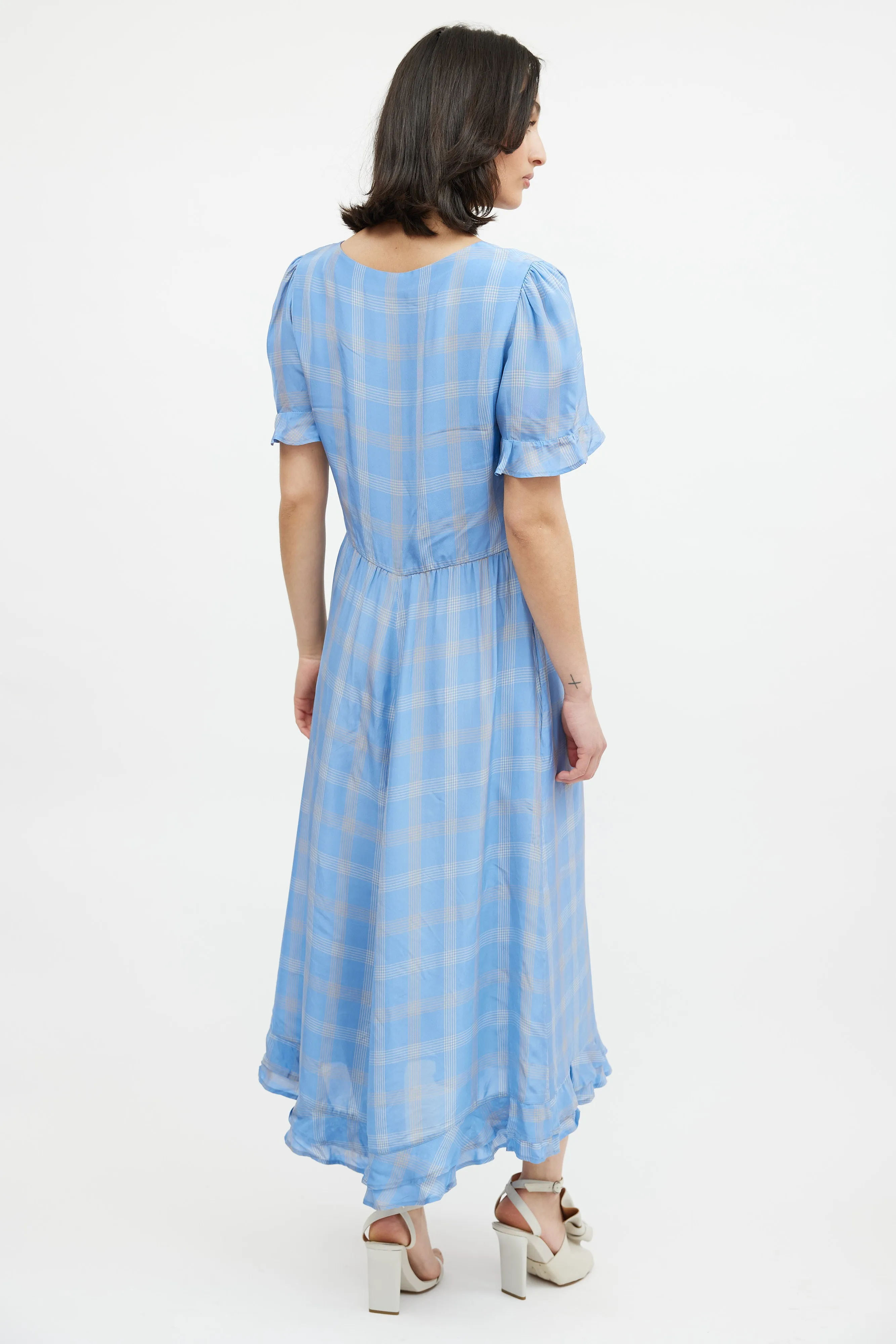 Blue & Beige Plaid Dress