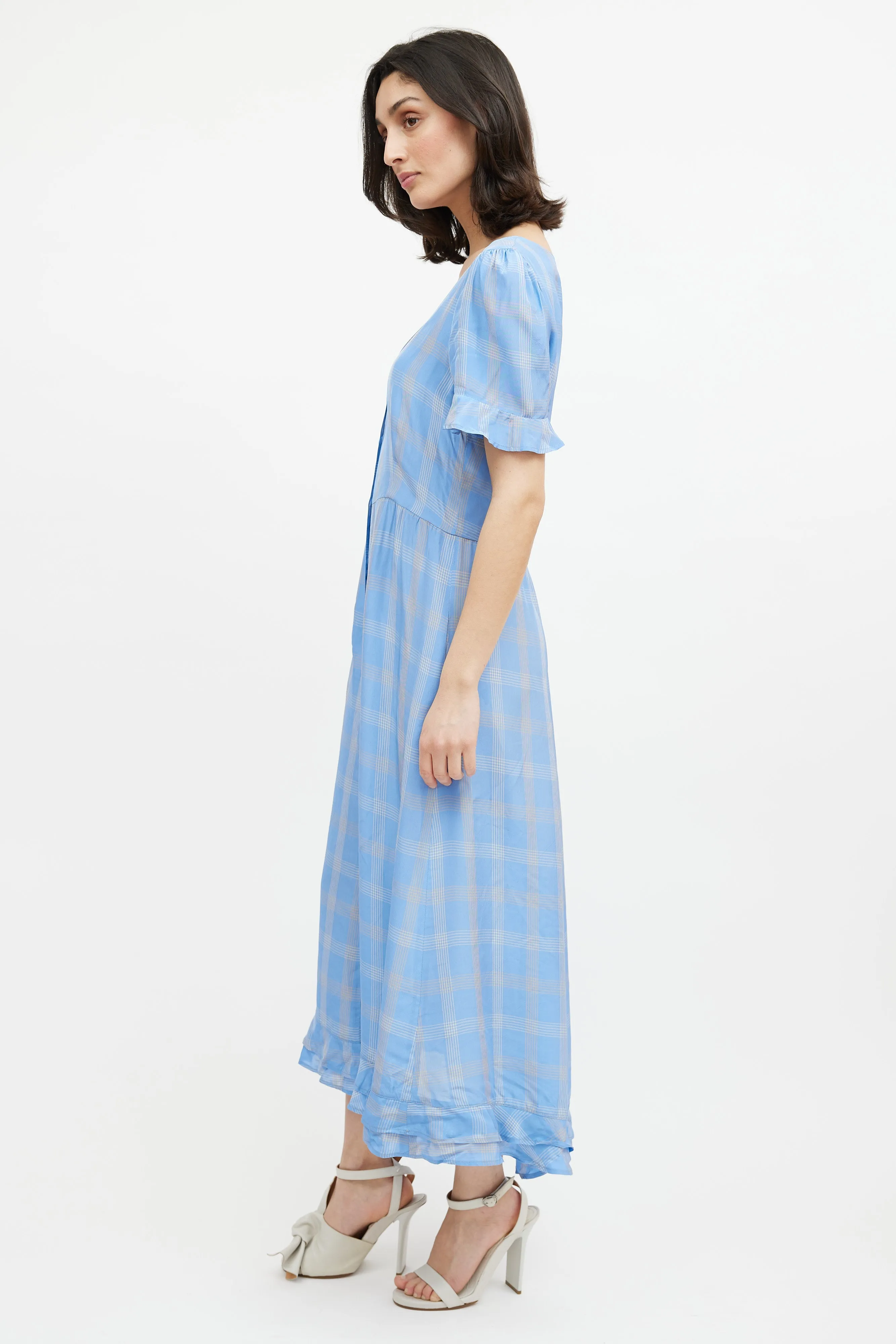 Blue & Beige Plaid Dress