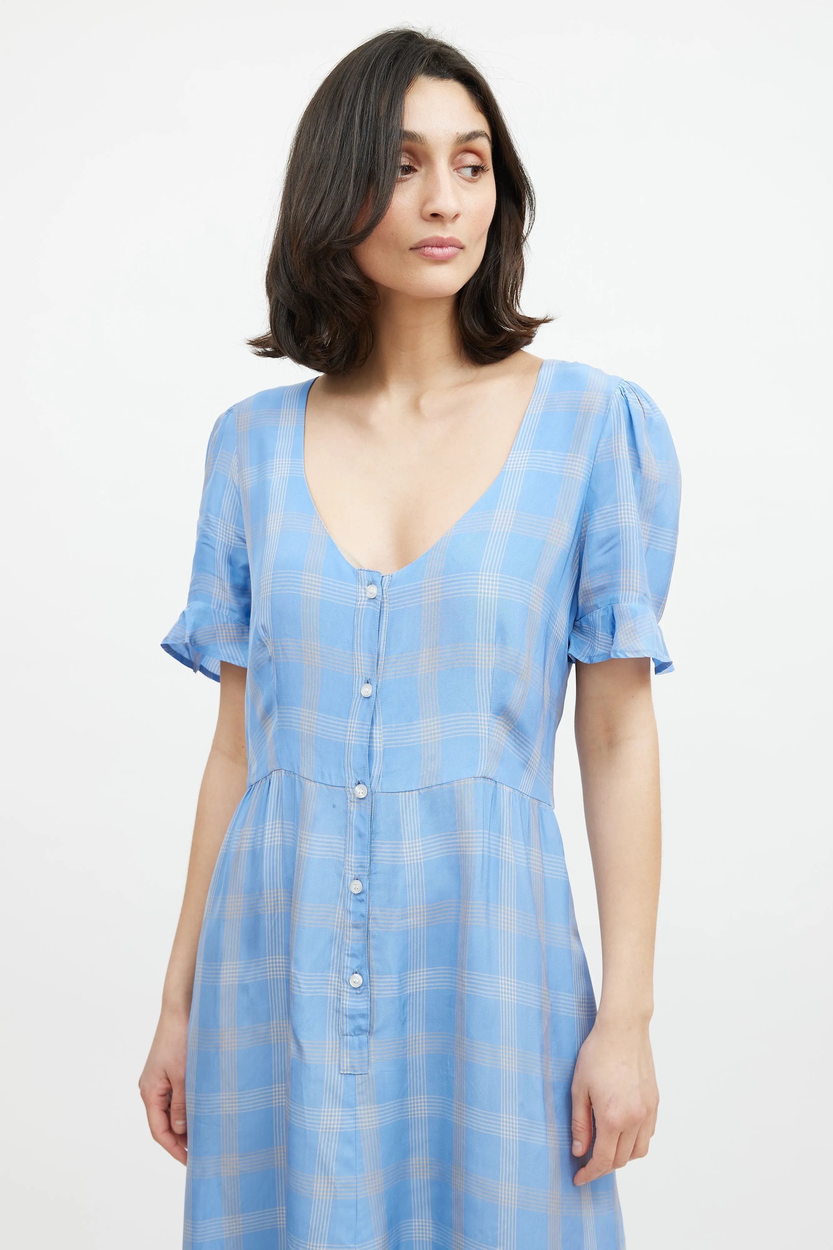 Blue & Beige Plaid Dress