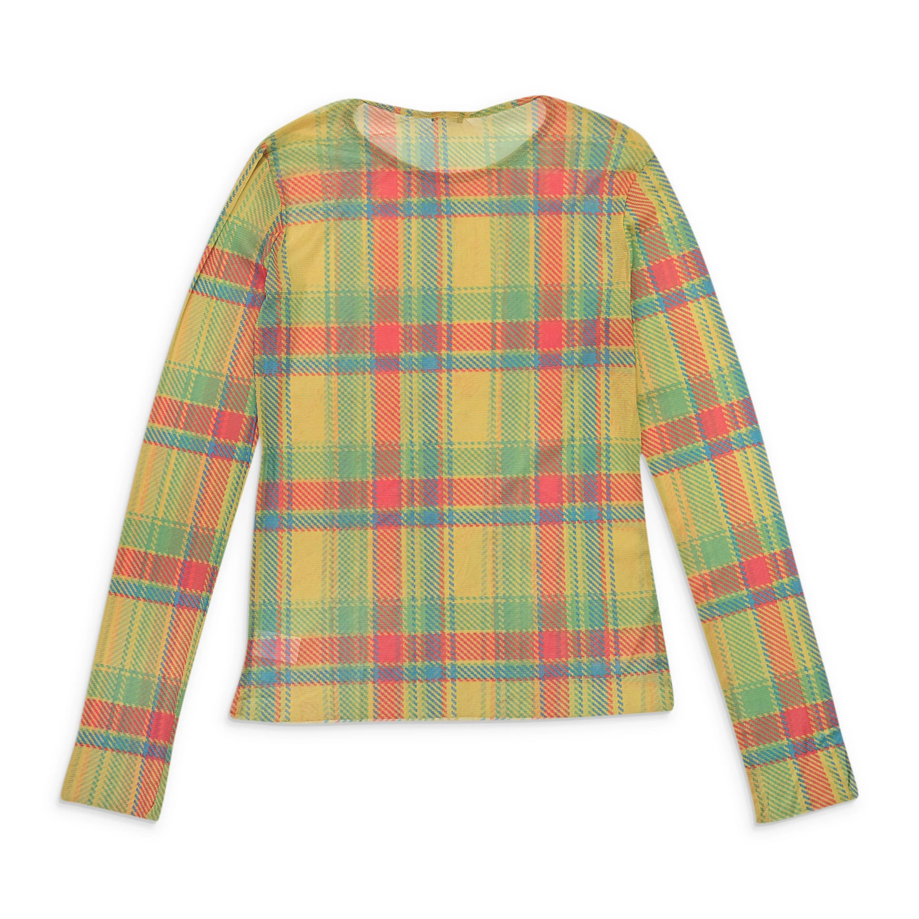 CALLIPYGIAN PLAID LONG SLEEVE MESH CREWNECK MULTICOLOR SWEATER