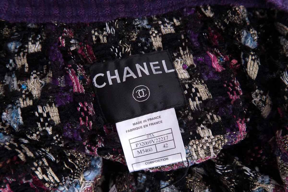 Chanel 2007 Purple & Black Tweed Sweater SZ 42
