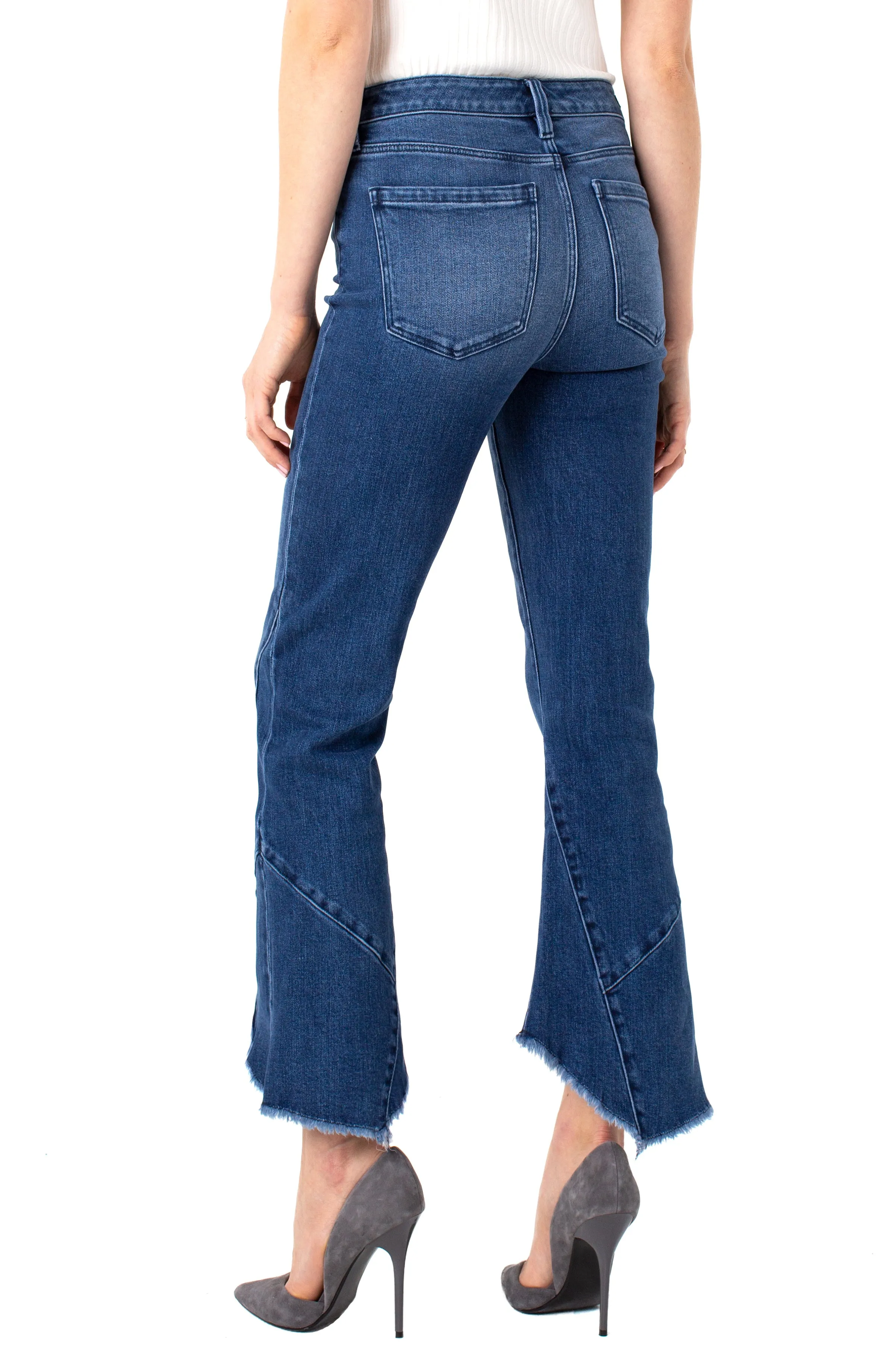 Crop Flare Patched Hem Jeans