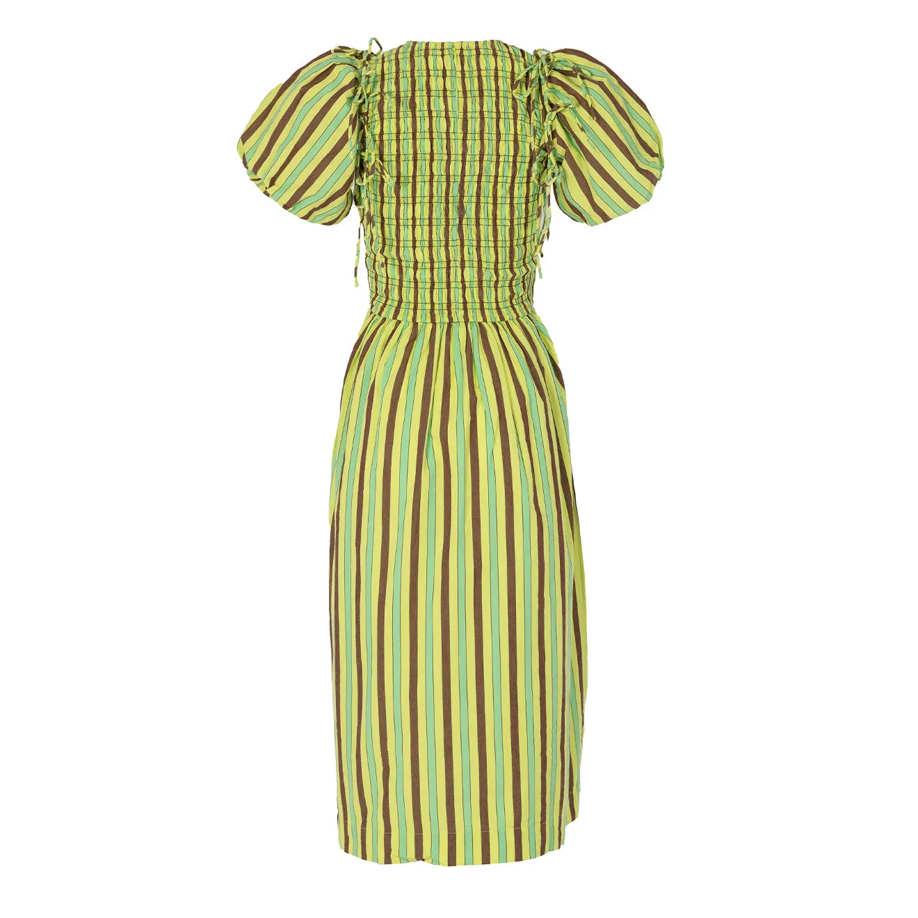 Damson Madder Becca Midi Dress Tropical Business Stripe