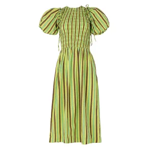 Damson Madder Becca Midi Dress Tropical Business Stripe