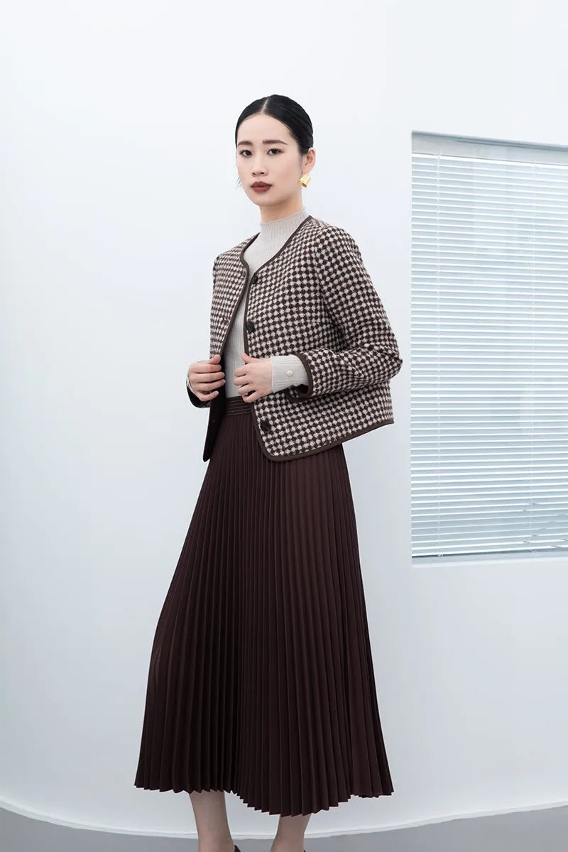 Dark Brown Checkerboard Pattern Coats