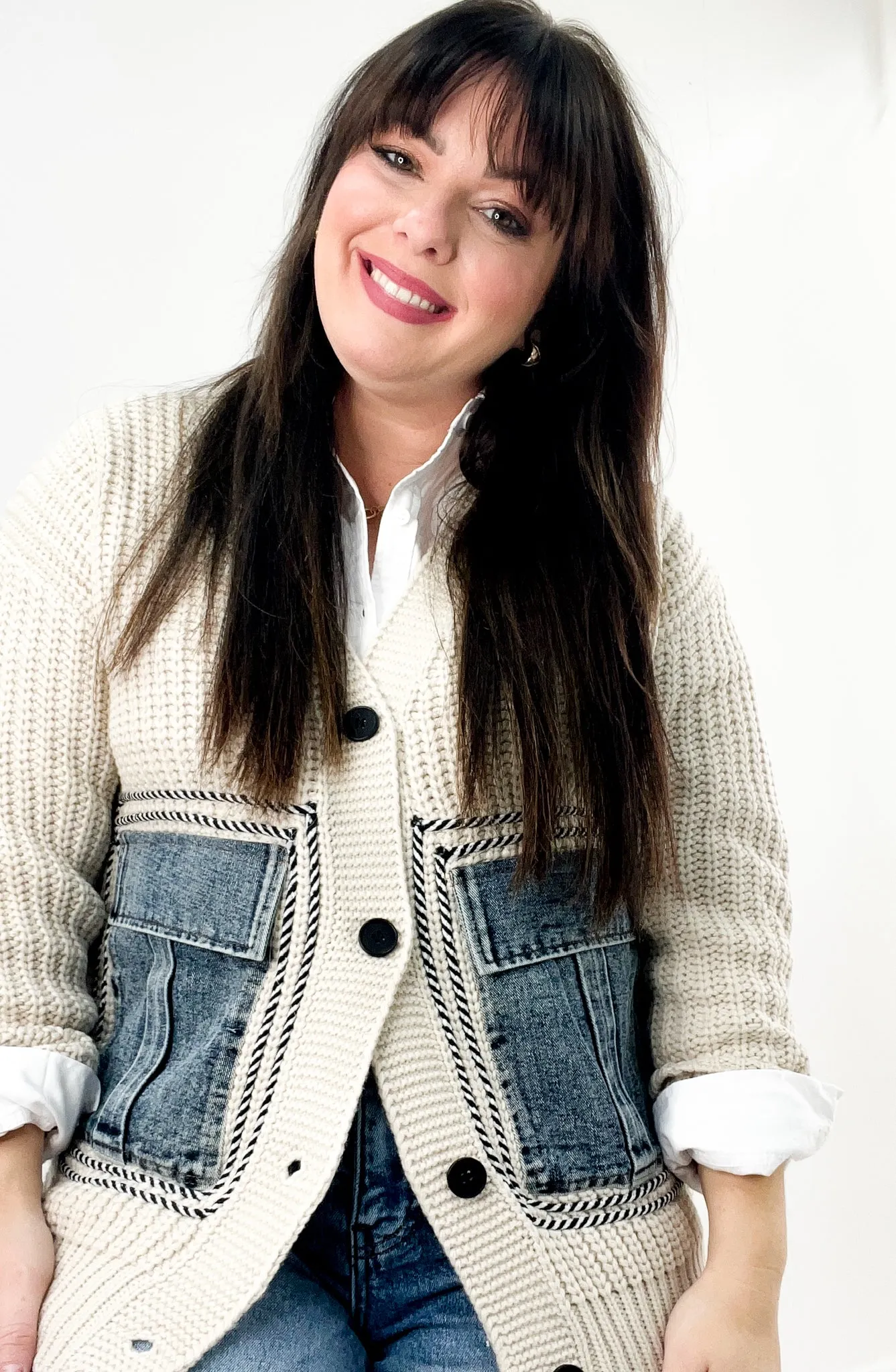 Denim Pocket Knit Cardigan