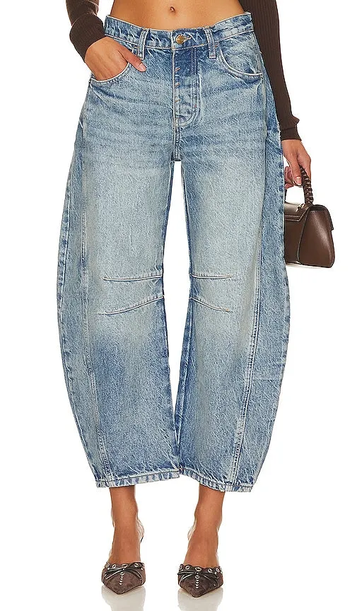 Free People x We The Free Good Luck Mid Rise Barrel in Denim-Medium