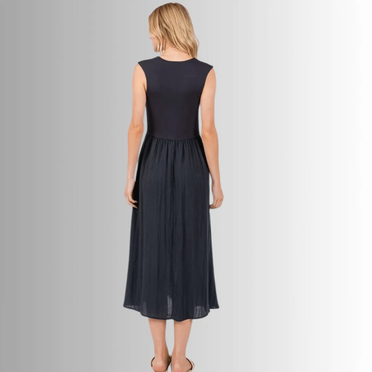 Nora Sleeveless Contrast Midi Dress