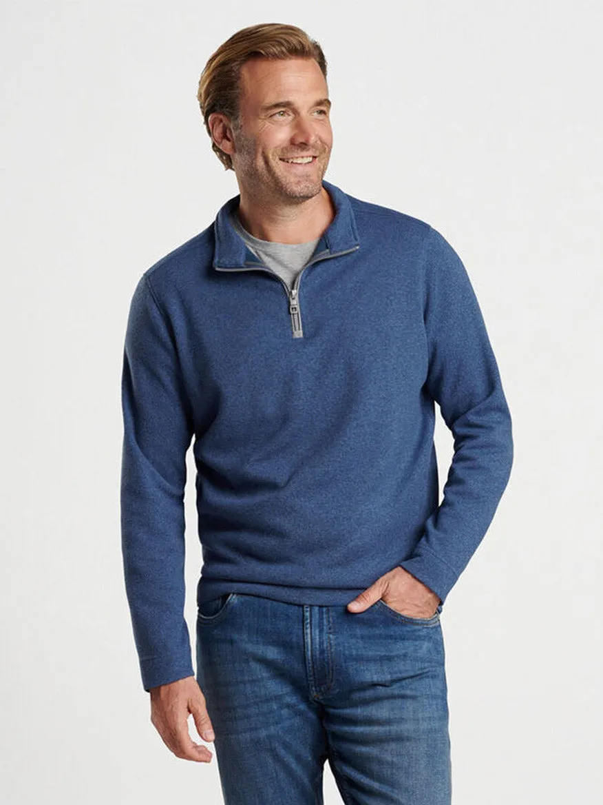 Peter Millar Crown Sweater Fleece Quarter-Zip in Ocean Blue