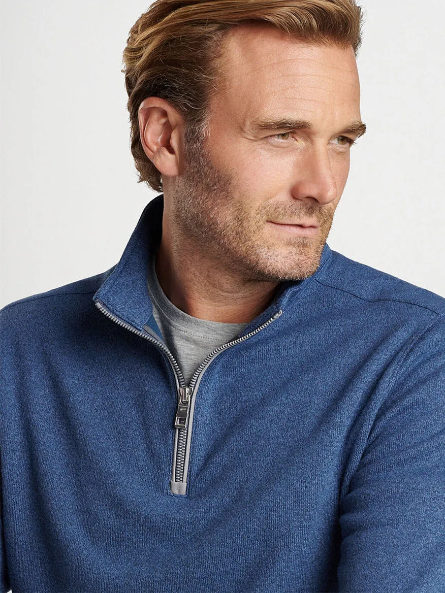 Peter Millar Crown Sweater Fleece Quarter-Zip in Ocean Blue