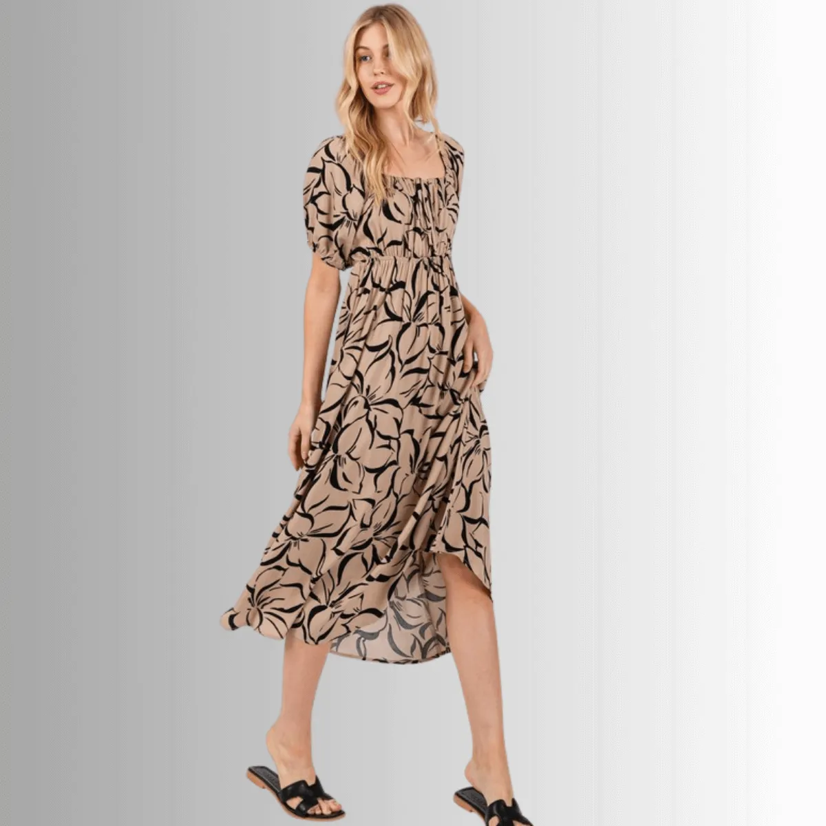 Ruth Puff Sleeve Midi Dress