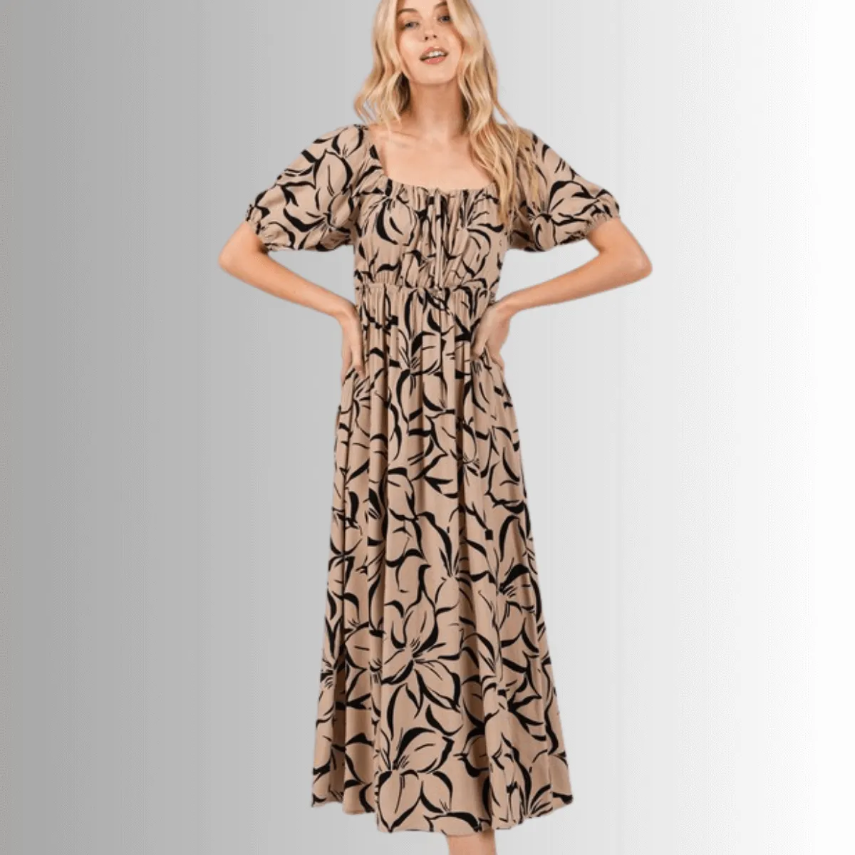 Ruth Puff Sleeve Midi Dress